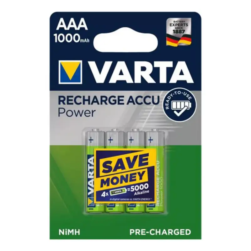 VARTA 5703 akkumulátor AAA, NiMH akkumulátor, mini ceruza, 1000 mAh kapacitás, RTU - feltöltött és használatra kész, 4 db/csomag, 5703 Kiárusítás
