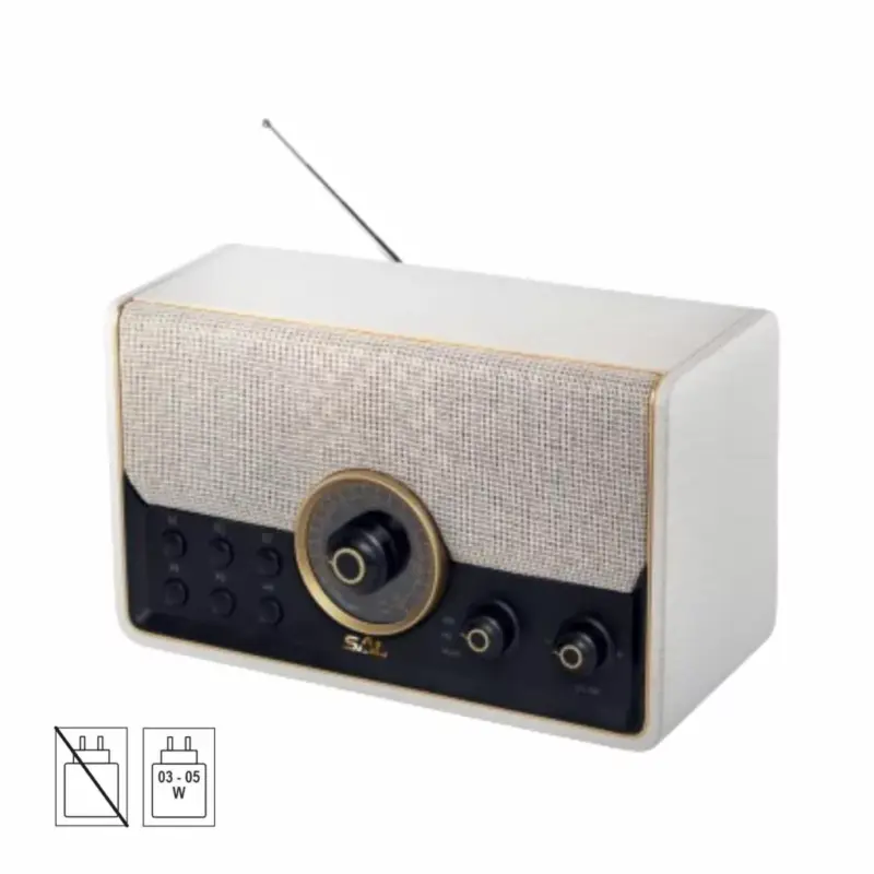 SAL RRT 6B retro táskarádió, multimédia lejátszó, 6 in 1, BT, USB, MicroSD, AUX, FM rádió, kihangosító, beépített mikrofon, RRT_6B Biztonságos fizetés