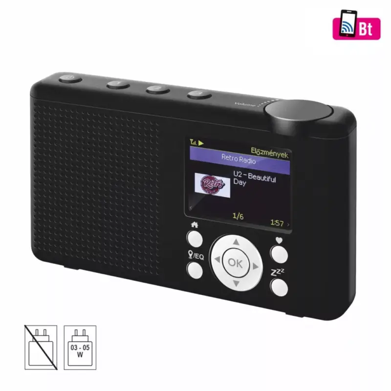 Gyors kiszállítás SAL INR 3000 internetrádió, 4 in 1, 2 W hangszóró, világrádió, FM RDS, BT, Média Center hálózati zenetár, EQ, INR_3000