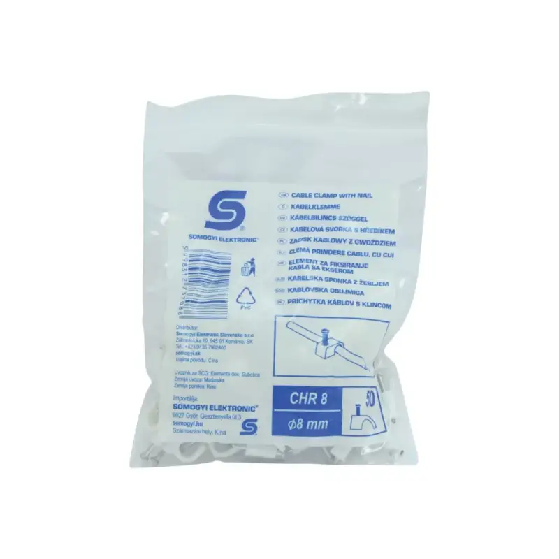 Akció Home CHR 8 kábelbilincs szöggel, 8mm, 50 db, kerek vezetékhez