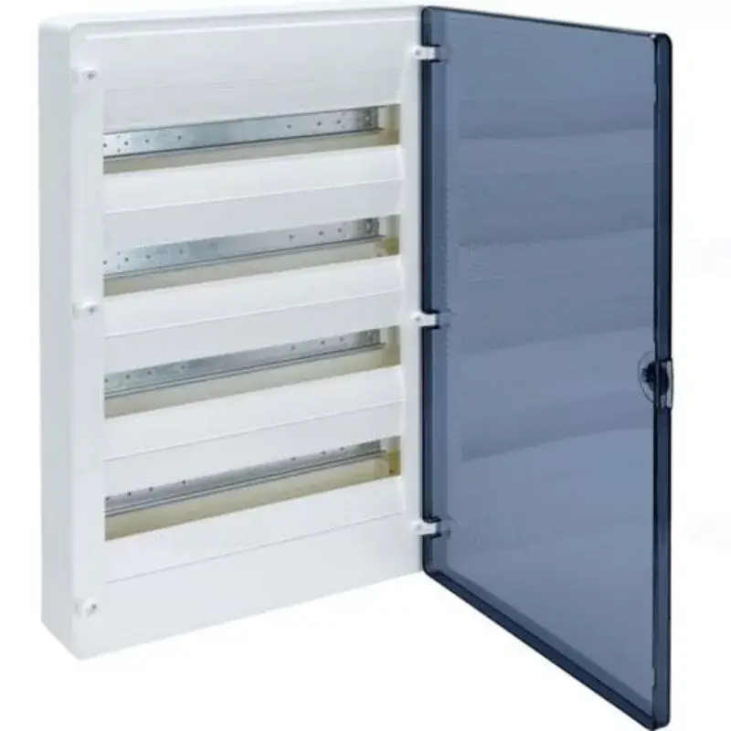 Azonnali szállítás HAGER Kiselosztó falon kívüli 4 soros, 48 modulos átlátszó ajtóval IP40 PE/N sínnel Golf VS412TD