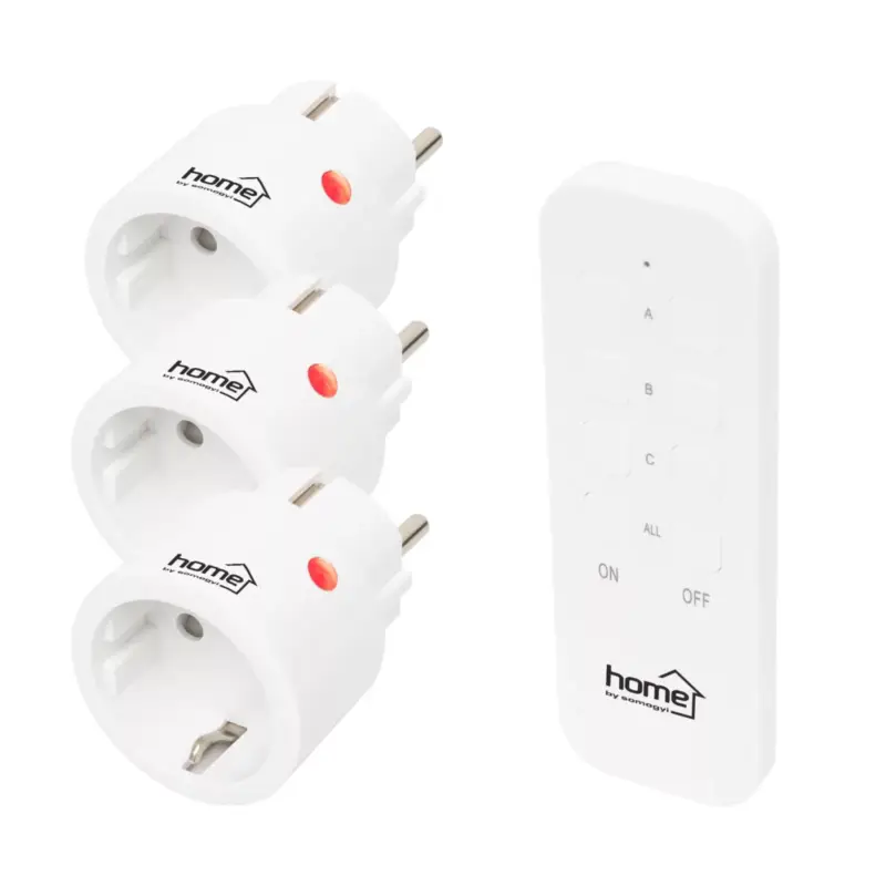 Home TH2313 távirányítható mini hálózati aljzat szett, 2300 W, 3 aljzat + 1 távirányító, 40m hatótáv Gyors szállítás