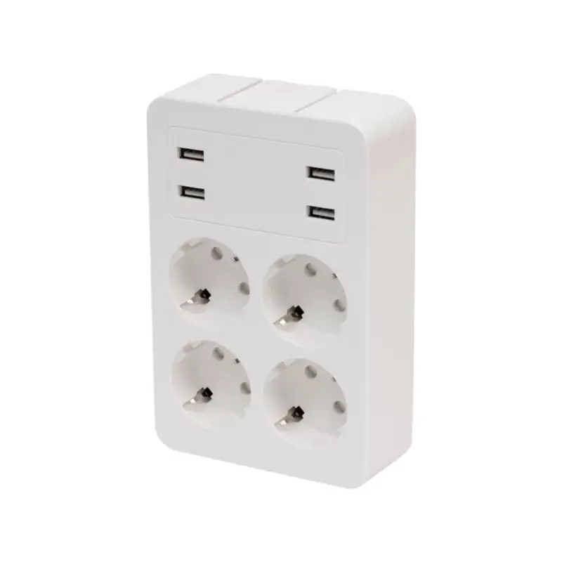 Korlátozott ajánlat Home NV41USB tálcás USB-s elosztó, 4 földelt aljzat, 4 USB aljzat össz. 1,9A, elforgatható csatlakozódugó, max.3680W,