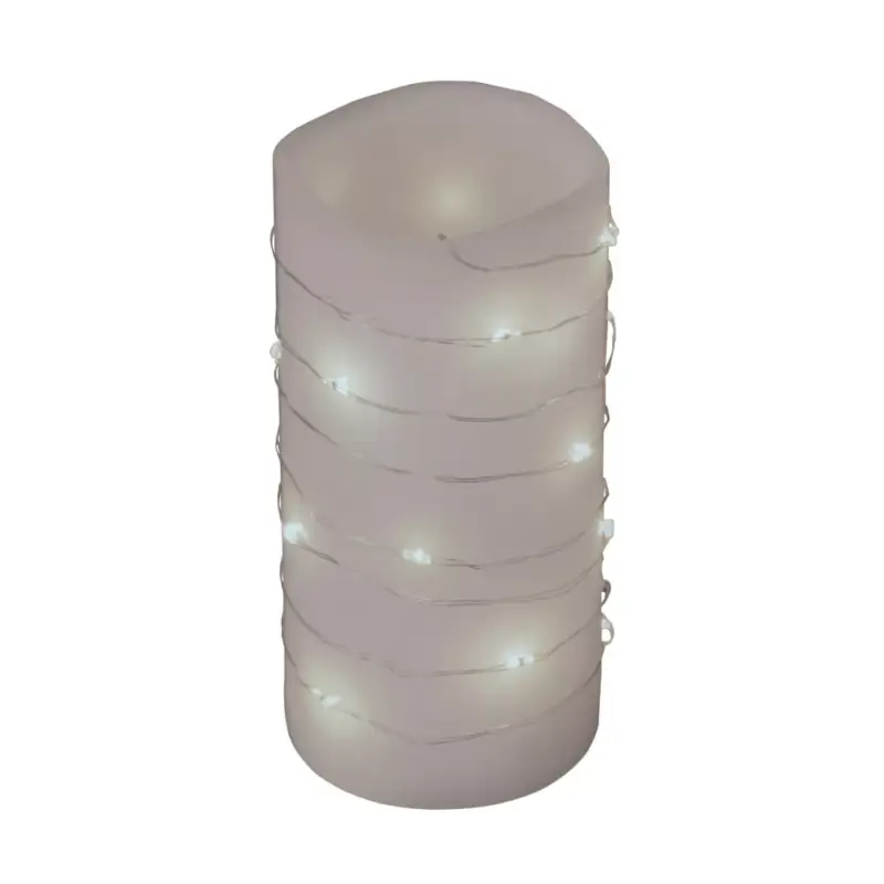 Home MLF 26/WH micro LED-es fényfüzér, 2 m / 20 db hidegfehér micro LED, állófényű, átlátszó vezeték, időzíthető, gombelemes, lapos elemtartó, beltéri kivitel Kiárusítás