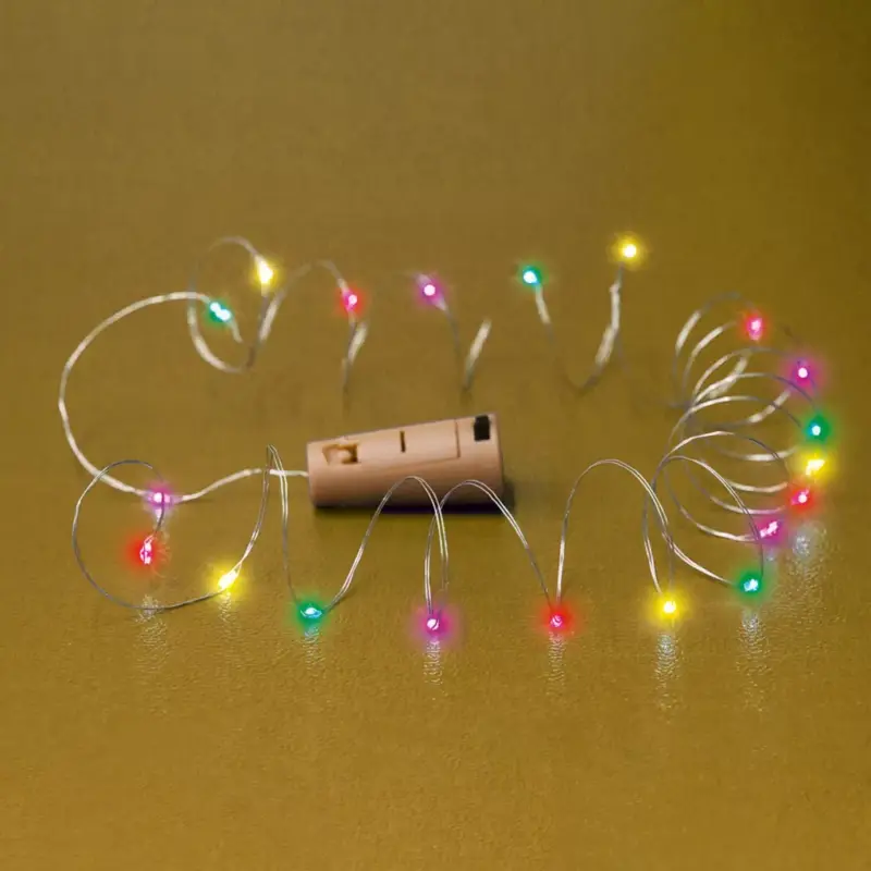 Bestseller Home MLD 20/M micro LED-es fényfüzér, 2 m / 20 db színes micro LED, állófényű, átlátszó vezeték, gombelemes, beltéri kivitel