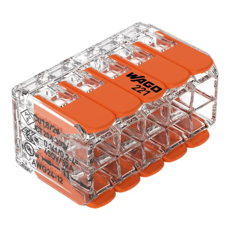 Outlet WAGO 221-420 vezeték összekötő sodrott 10-es, átlátszó 0,2-4mm2, 32A