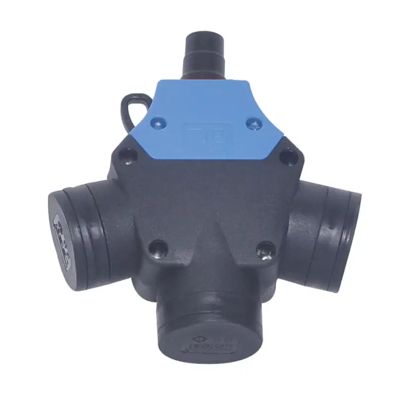 Újdonság TP Electric Gumi dugalj 3-as csapfedeles 16A kék 3×2P+F (1fázishoz) (4db/doboz) 3101-314-0300