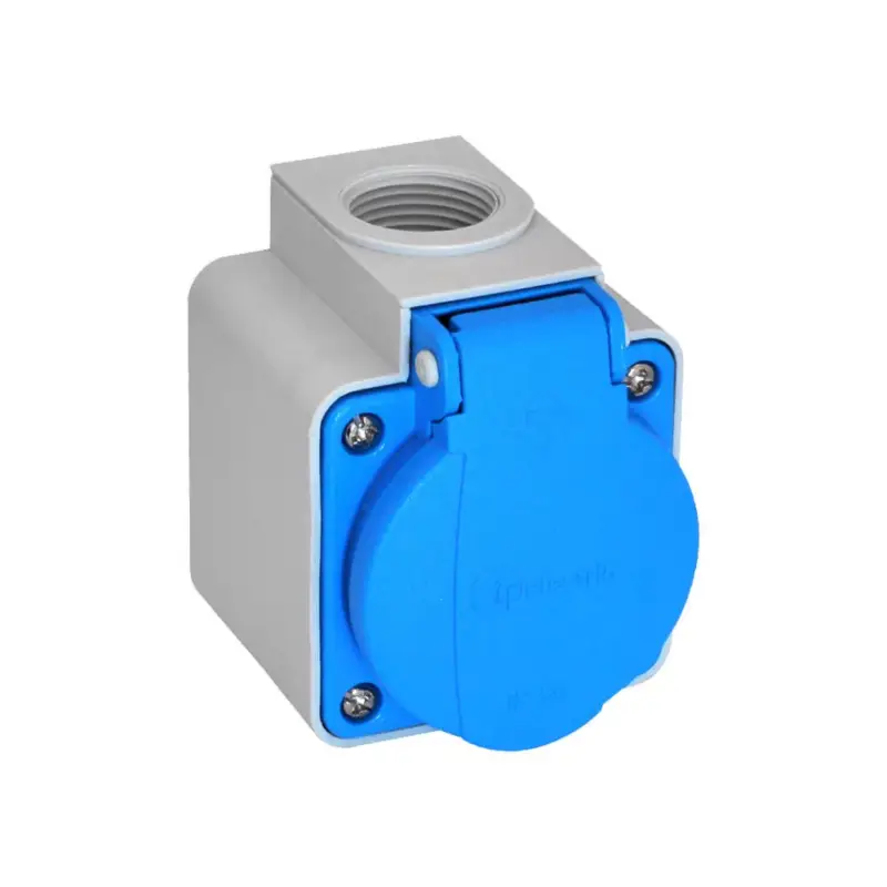 Akciós ár TP Electric Felületre építhető műanyag dugalj csapfedeles kék 16A csavaros bekötéssel (IP54) 3101-410-0900