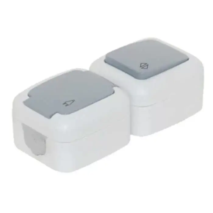 Különleges ajánlat TP Electric Váltó kapcsoló + 220V dugalj - fedéllel (függőleges) - IP54 (6db/doboz) 3201-303-0601