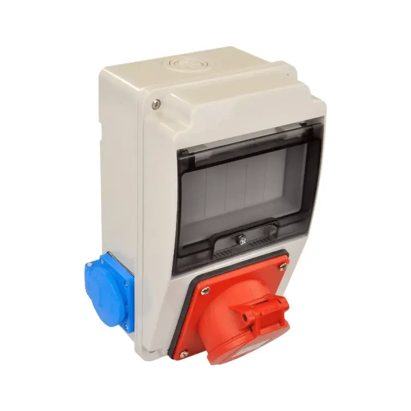 TP Electric Ipari doboz szerelt 130x220 1x(4P32A) + 2x(2P+F) oldalsó IP44 3318-002-2600 Gyors kiszállítás