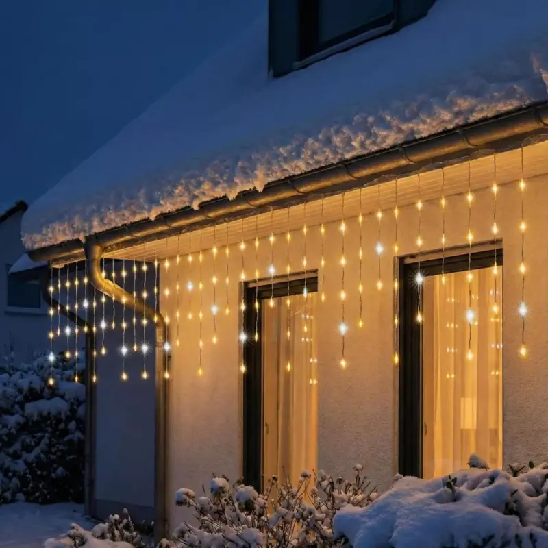 HOME KKF600D10M LED-es sziporkázó fényfüggöny, 600 db melegfehér DOT LED, átlátszó vezeték, 10 méter, hálózati adapter, kül- és beltéri kivitel Ne maradj le