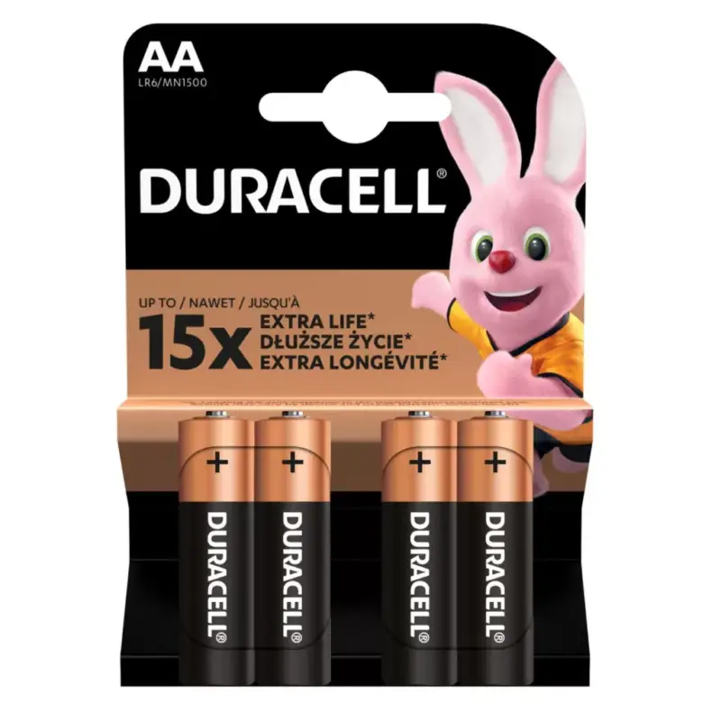 Duracell LR6 10PP110023 AA alkáli elem, 1,5 V feszültség, 4db/bliszter Biztonságos vásárlás