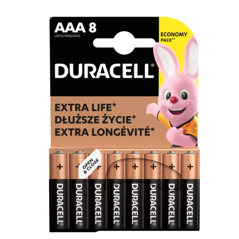 Gyors szállítás Duracell LR03 10PP110026 AAA alkáli elem, 1,5 V feszültség, 8db/bliszter