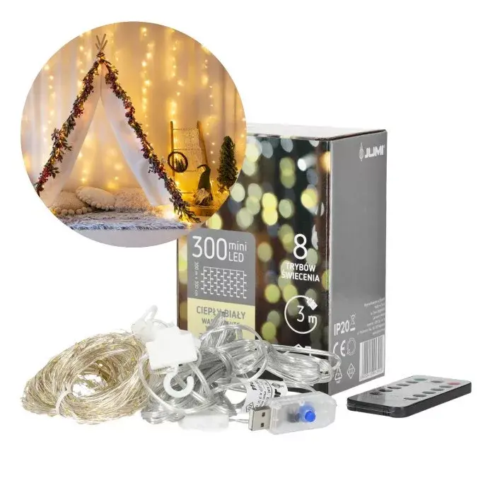 Legnépszerűbb Függönyfény 300 mikro LED-del, távirányítóval, 8 funkcióval KOBI-000377 KOBI