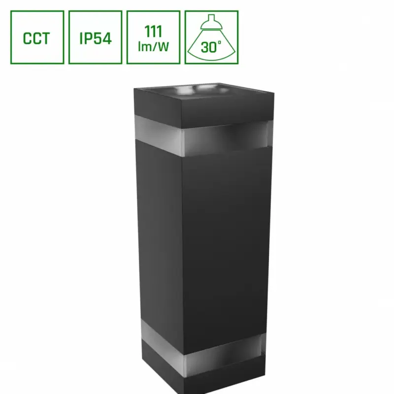 Szuper akció TORRE 18W 230V IP54 CCT 99x78x240 mm négyzetes fekete SLI003028CCT_PW SpectrumLED
