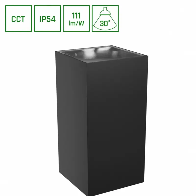 TORRE 18W 230V IP54 CCT 99x78x162 mm négyzetes fekete SLI003024CCT_PW SpectrumLED Korlátozott ajánlat