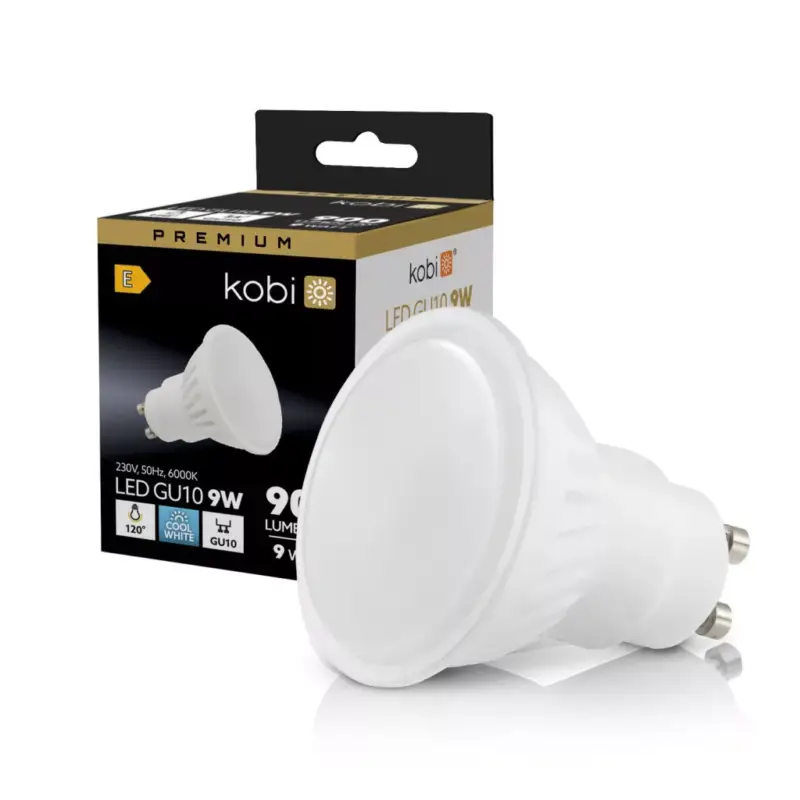 GU10 LED-fényforrás, 9 W, szabályozható, Hideg fehér CW 6000K 900lm, KOBI-001237 KOBI Expressz szállítás