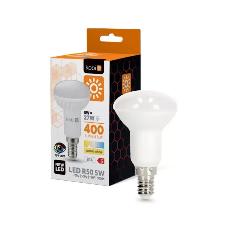 E14 LED-fényforrás, 5 W, Meleg fehér WW 3000K 400lm, KOBI-001352 KOBI Ne maradj le