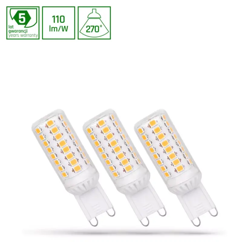 G9 LED-fényforrás, 4 W, szabályozható, Hideg fehér, 5 év garancia CW 6000K 440lm, WOJ14486 SpectrumLED Azonnal elérhető