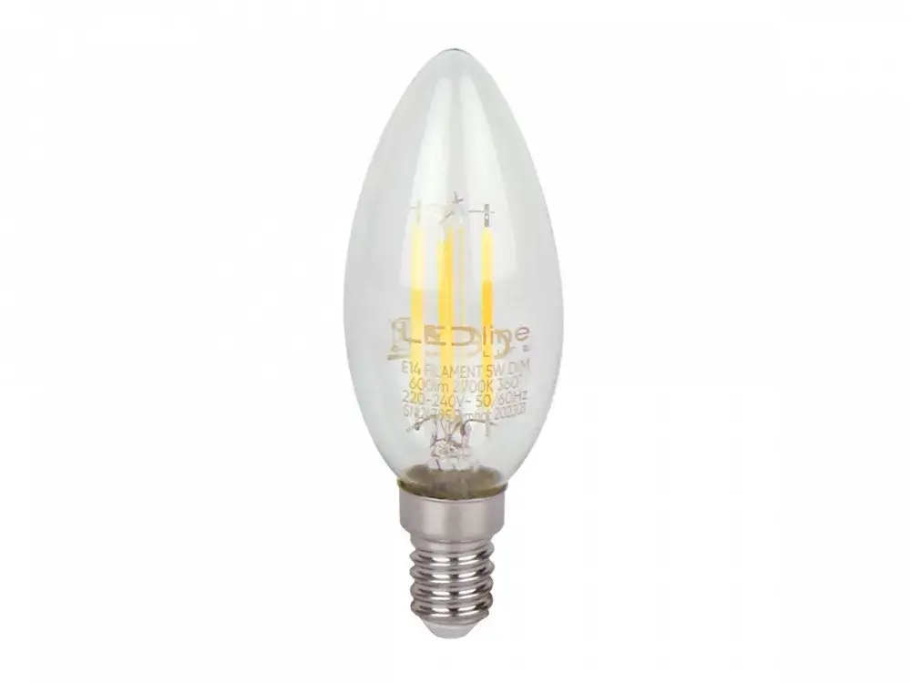 Legjobb ár E14 LED-fényforrás, 5 W, filament, Meleg fehér WW 2700K 600lm, LL-202306 LED line