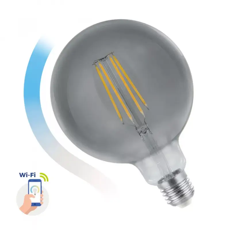 E27 LED-fényforrás, 4,9 W, filament, Szabályozható színhőmérséklet, szabályozható, Wi-Fi/BT4000/6500K 350lm, WOJ14559 SpectrumLED Kedvezmény