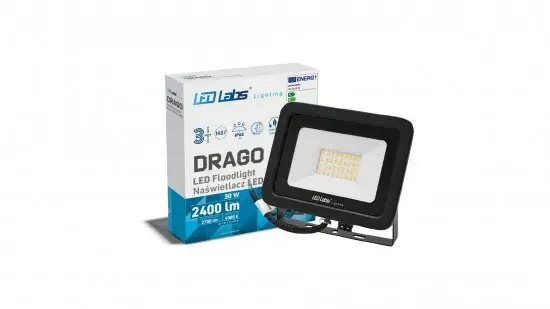 Azonnali szállítás DRAGO LED-reflektor, 90°, IP65, 30 W, Természetes fehér, fekete LAB-17-0000-09 LED Labs