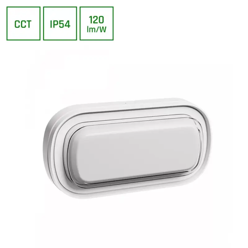 PASTILO 10W CCT 230V 120DEG IP54 IK10 205x105x47mm WHITE OVAL SLI042000CCT_PW SpectrumLED Vedd meg most