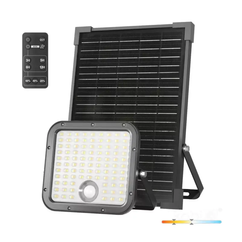 Árengedmény MHCS napelemes LED-reflektor, 360°, IP65, 30 W, Szabályozható színhőmérséklet, fekete KOBI-003670 KOBI