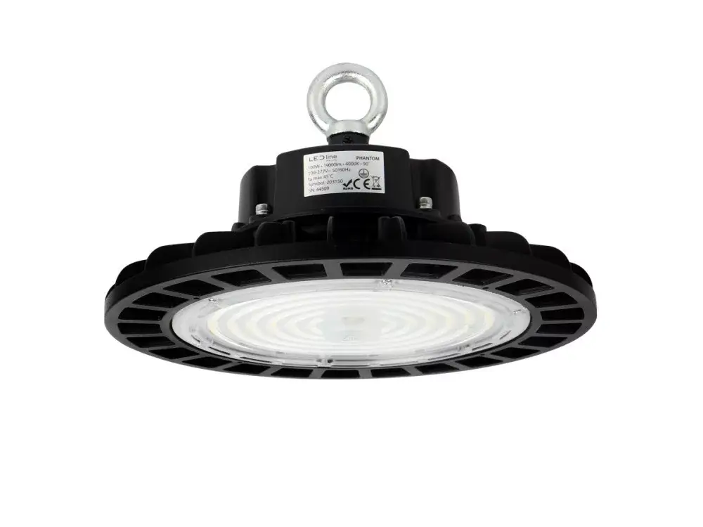 Azonnali szállítás PHANTOM Csarnokvilágító, 120°, IP65, IK08, 150 W, szabályozható, Természetes fehér, fekete LL-203181 LED line