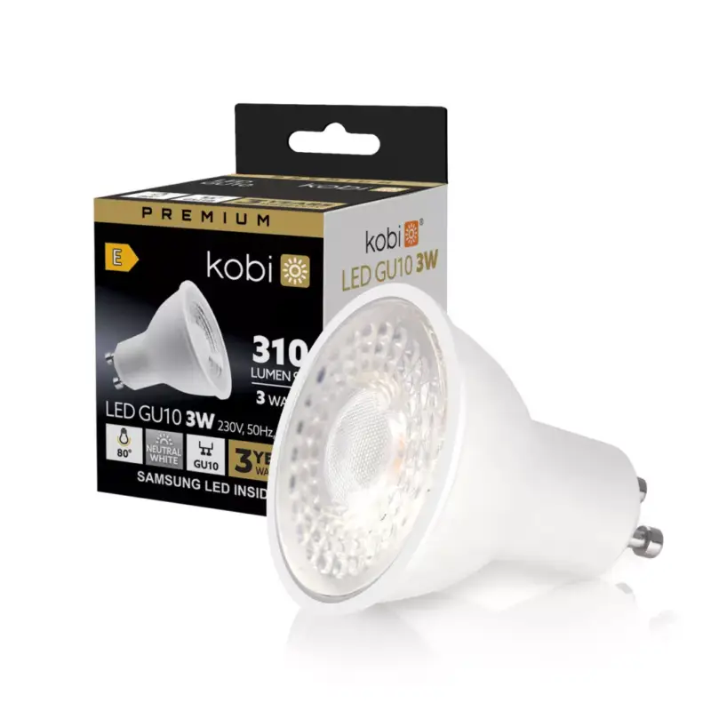 GU10 LED-fényforrás, 3 W, Természetes fehér NW 4000K 310lm, KOBI-001206 KOBI Legkelendőbb