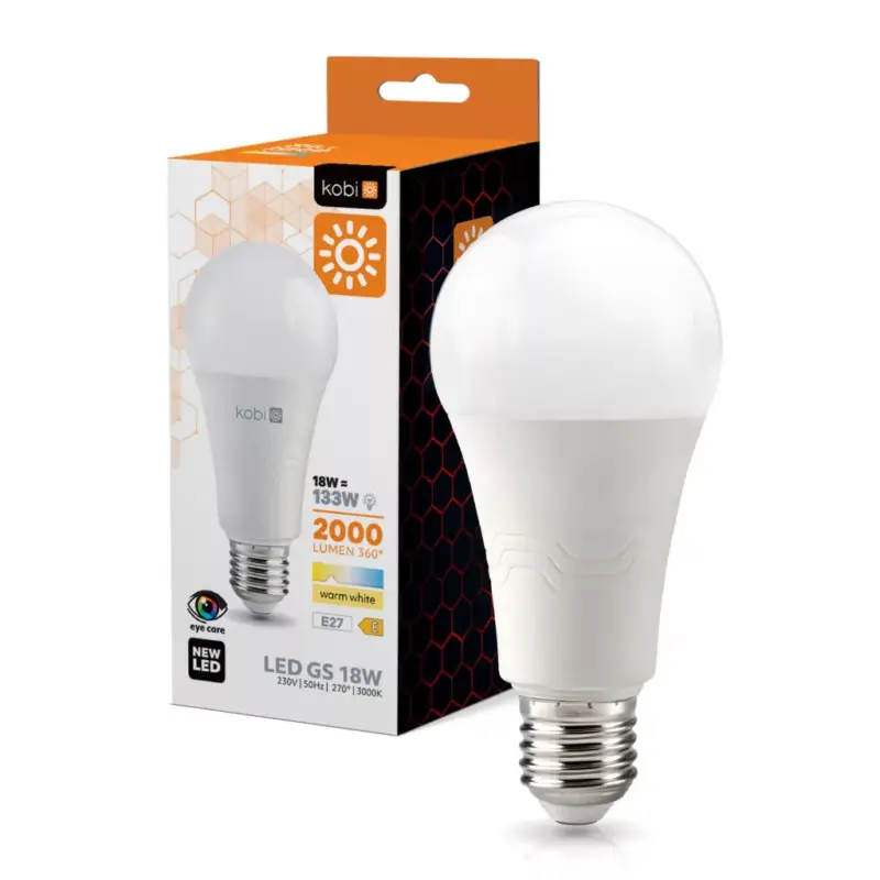 Árcsökkenés E27 LED-fényforrás, 18 W, Meleg fehér WW K lm, KOBI-001187 SpectrumLED