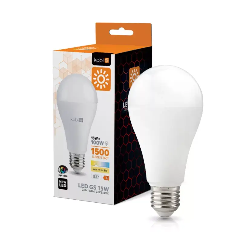Népszerű E27 LED-fényforrás, 15 W, Meleg fehér WW K lm, KOBI-001182 SpectrumLED