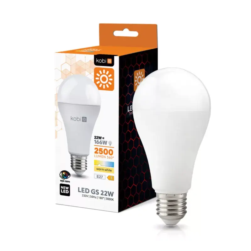 E27 LED-fényforrás, 22 W, Meleg fehér WW 3000K lm, KOBI-004298 KOBI Ajánlat