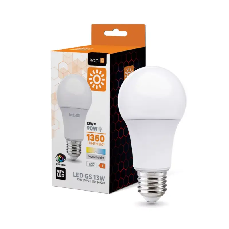 E27 LED-fényforrás, 13 W, Természetes fehér NW 4000K 1350lm, KOBI-001180 KOBI Különleges ajánlat