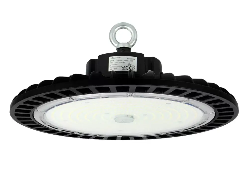 PHANTOM Csarnokvilágító, 60°, IP65, IK08, 200 W, Természetes fehér, fekete, 5 év garancia LL-219229 LED line Biztonságos vásárlás