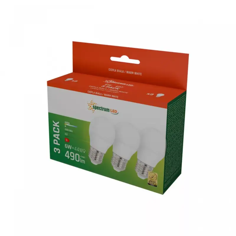 E27 LED-fényforrás, 6 W, Meleg fehér WW 3000K 490lm, WOJ13024_3PACK SpectrumLED Kihagyhatatlan ajánlat