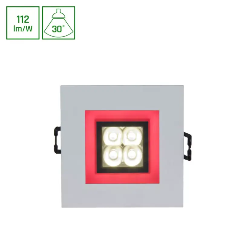 FIALE 4LED 4X1W 30DEG 230V SQUARE WW LED SPOT RED keret SLI021017WW_RED SpectrumLED Azonnali szállítás
