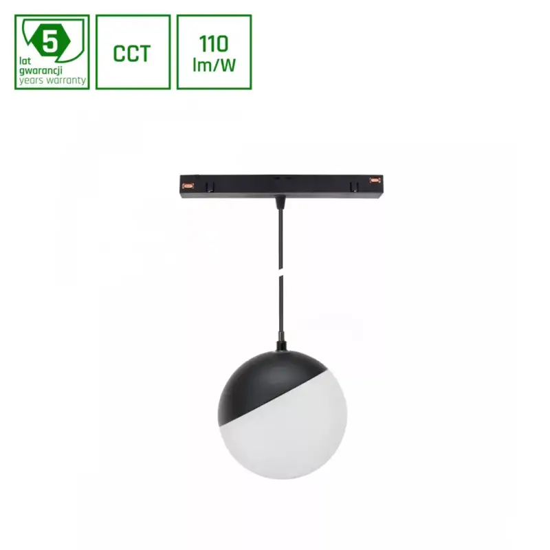 SYSTEM SHIFT CCT- GLOBE P SUSPENDED SPHERE TRACK LIGHTFI100 (815MM CABLE) 5W 165DEG BLACK CCT SWITCH 5Y WARRANTY WLD40001_CCT SpectrumLED Korlátozott ajánlat