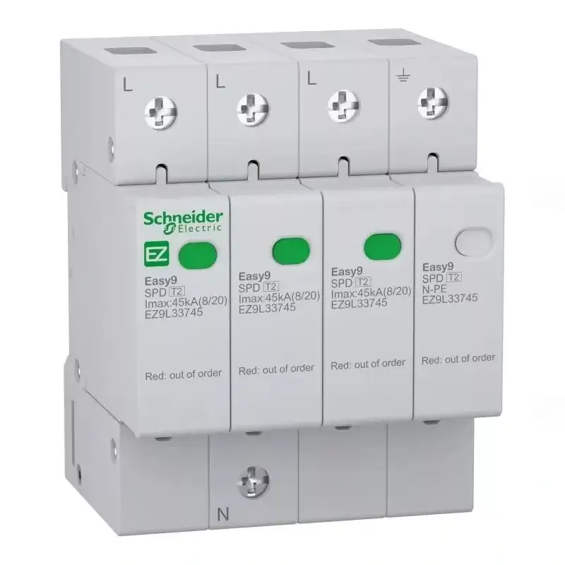 Kiárusítás EASY9 PRO Túlfeszültség-korlátozó, T2, 45kA, 3P-N EZ9L33745 Schneider