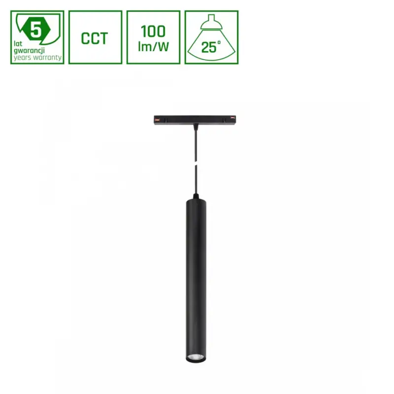 SYSTEM SHIFT CCT- HANGIT SUSPENDED TRACK LIGHT 40X297 (900MM CABLE) 12W 25DEG BLACK CCT SWITCH 5Y WARRANTY Legjobb ár