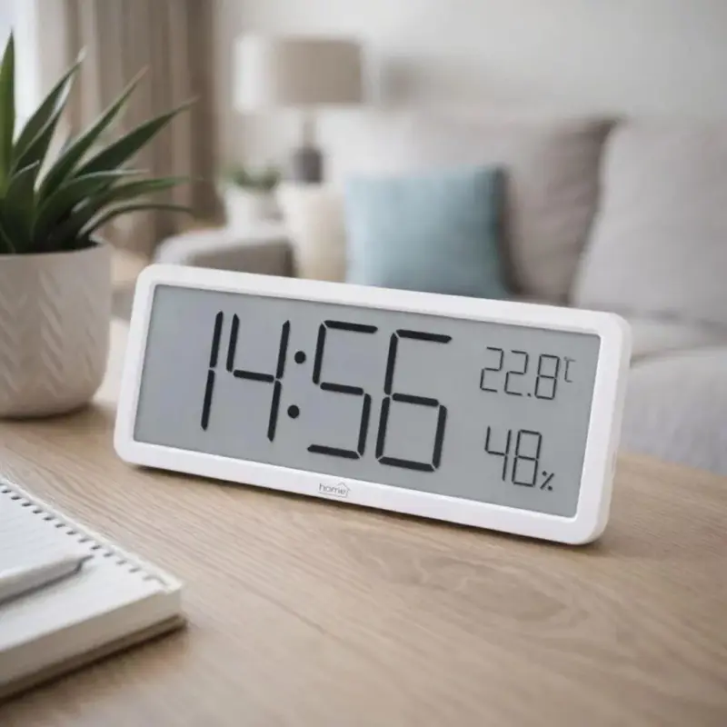HOME HC18 páratartalom és hőmérséklet mérő ébresztőóra, prémium LCD kijelzővel, bútorra, falra helyezhető Népszerű