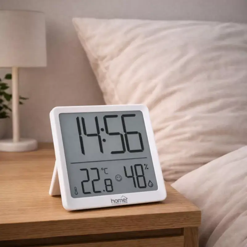HOME HC17 páratartalom és hőmérséklet mérő ébresztőóra, prémium LCD kijelzővel, hűtőszekrényre, bútorra, falra helyezhető Exkluzív ajánlat