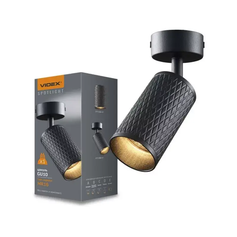 Ne maradj le Wall and ceiling spotlight luminaire VIDEX-GU10-GRANT-BLACK
