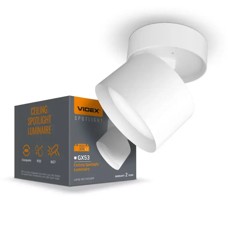 Kedvezményes ár Ceiling spotlight luminaire VIDEX for GX53 lamp VL-SPF18B-W