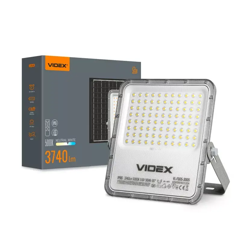 LED Solar Floodlight VIDEX VL-FSO5-3005 3740Lm 5000K Különleges ajánlat